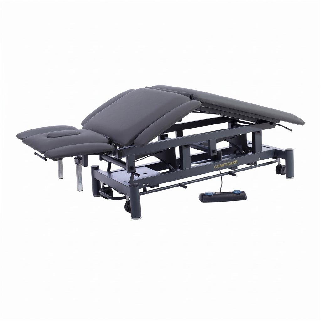 Marquesa elétrica de fisioterapia 7 secções GALLEY, 2 motores – base cinzenta, estofos cinzentos