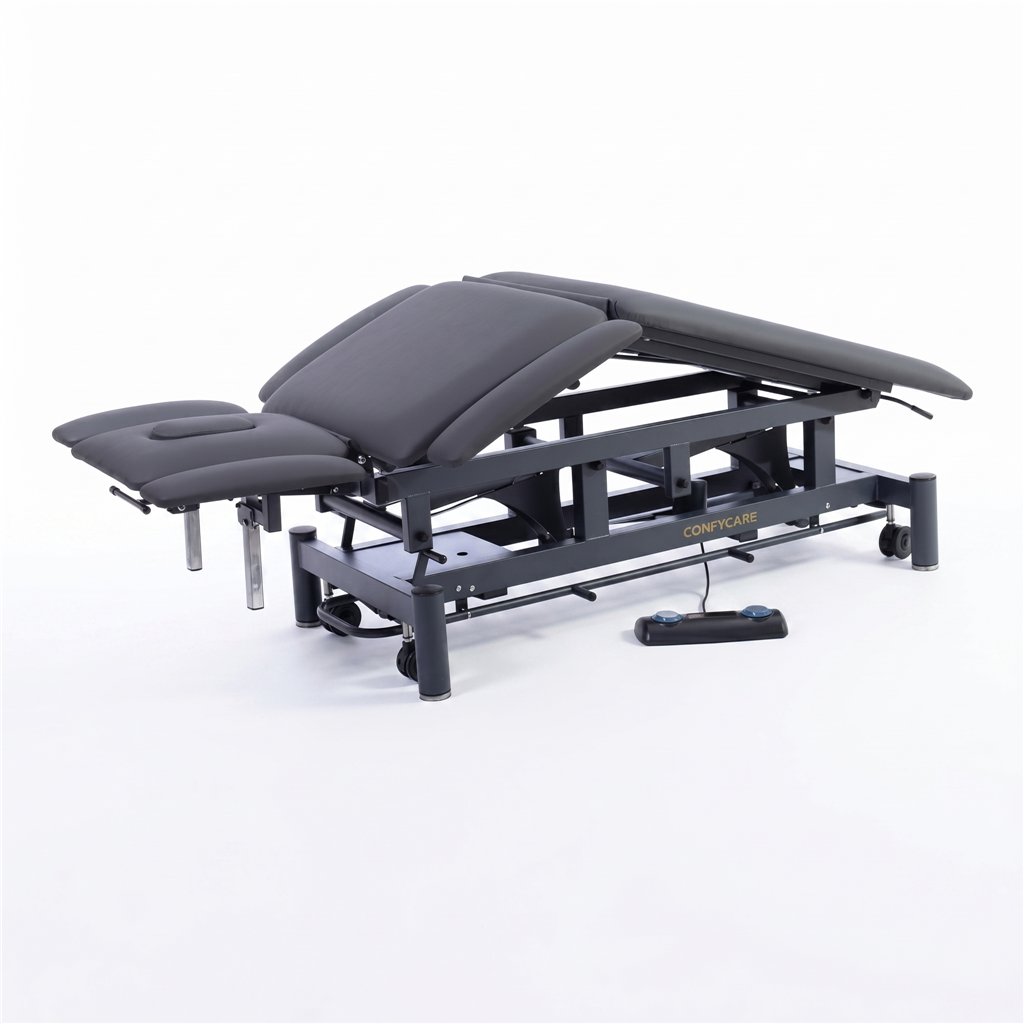GALLEY 7-section electric physiotherapy table, 2 motors – grey base, grey upholstery