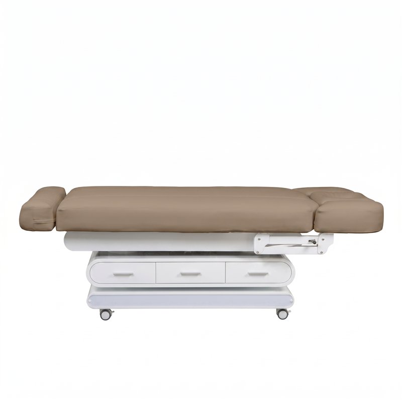 Vue latérale de la Table Spa POST Beige allongée