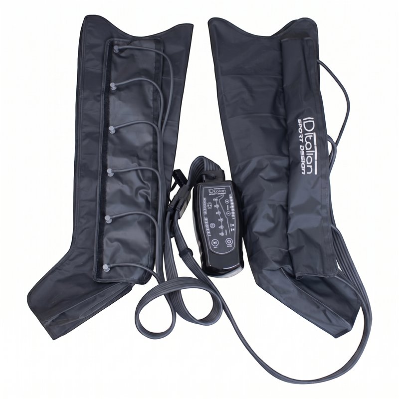 i-Medstetic sports pressotherapy boots laid out with the control unit