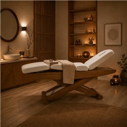 Electric treatment table – 3-section wooden X-base – Weelko