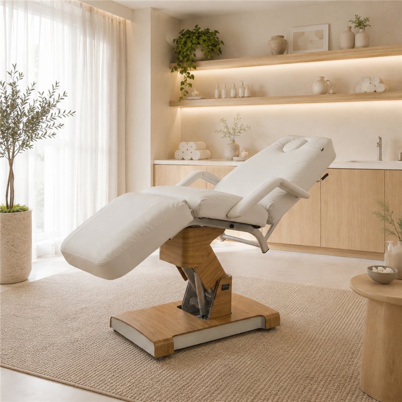 Camilla estética eléctrica Weelko en ambiente de spa