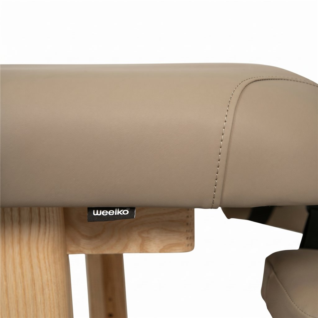 Camilla fija Roots de madera maciza con colchón 11 cm PU beige | Weelko