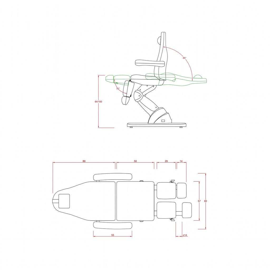 Fauteuil de podologie électrique 3 moteurs Weelko