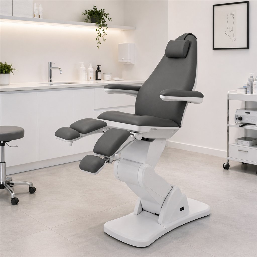 Podologiestuhl Weelko Cubo Grey – elektrisch, 3 Motoren