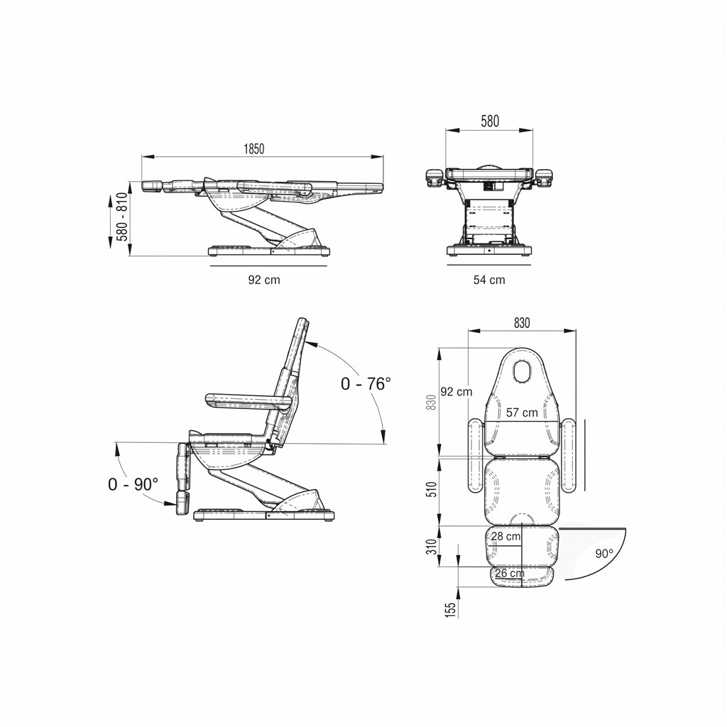 Fauteuil de podologie et de pédicure électrique 2 moteurs