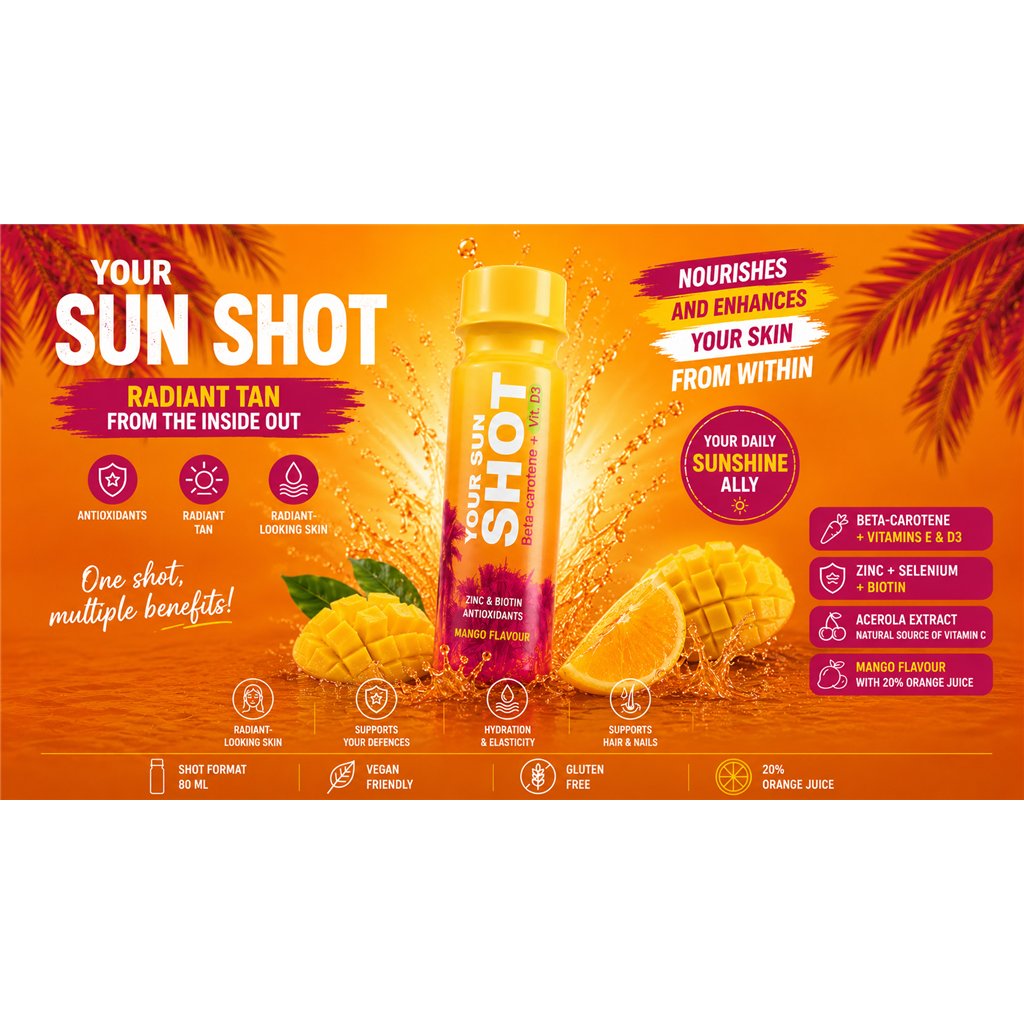 Your Sun Shot Vit. D3 Mango bevanda abbronzante con betacarotene 80 ml x 12 unità