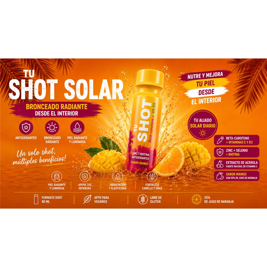 Your Sun Shot Vit. D3 Mango Bräunungsdrink mit Beta-Carotin 80 ml x 12 Stück