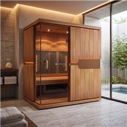 Sauna de Infrarrojos Sunlighten mPulse CONQUER Cedro 3 Personas – Sauna Inteligente de Espectro Completo NIR MIR FIR, Desintoxic