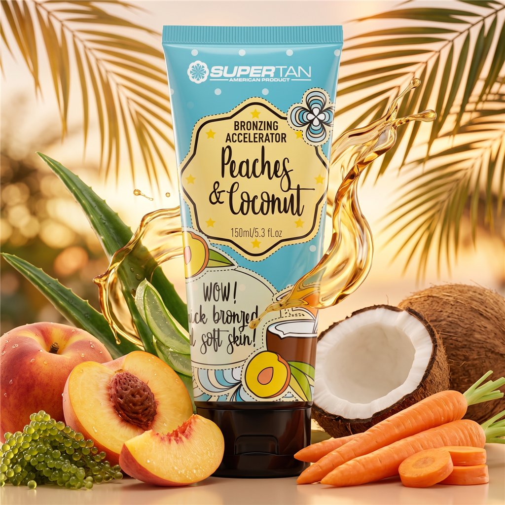 Peaches Coconut Supertan Bräunungsbeschleuniger – Schnelle, goldene Bräune