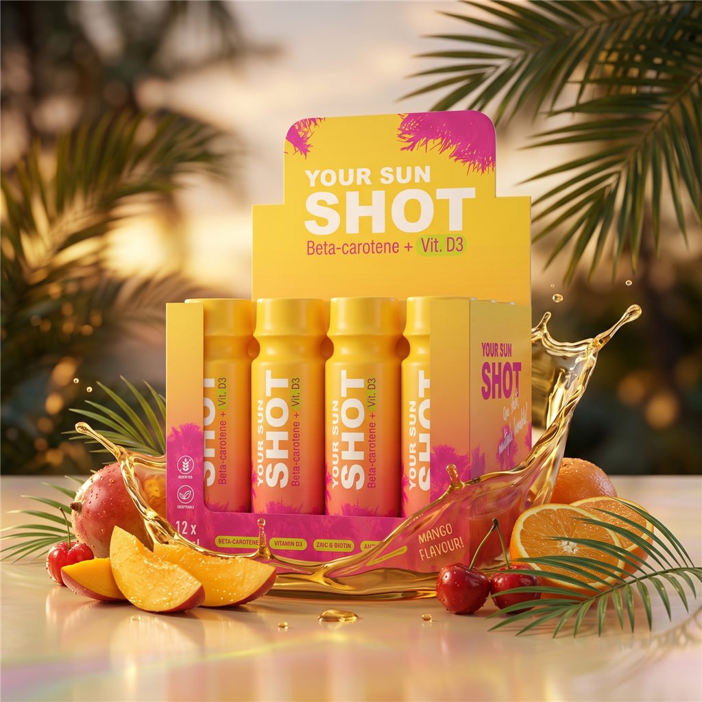 Your Sun Shot Vit. D3 Mango bevanda abbronzante con betacarotene 80 ml x 12 unità