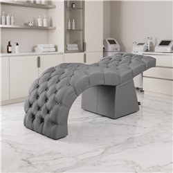 Marquesa facial Lashia Grey para extensão de pestanas e laminado de sobrancelhas, design curvado e revestimento em PVC capitoné 
