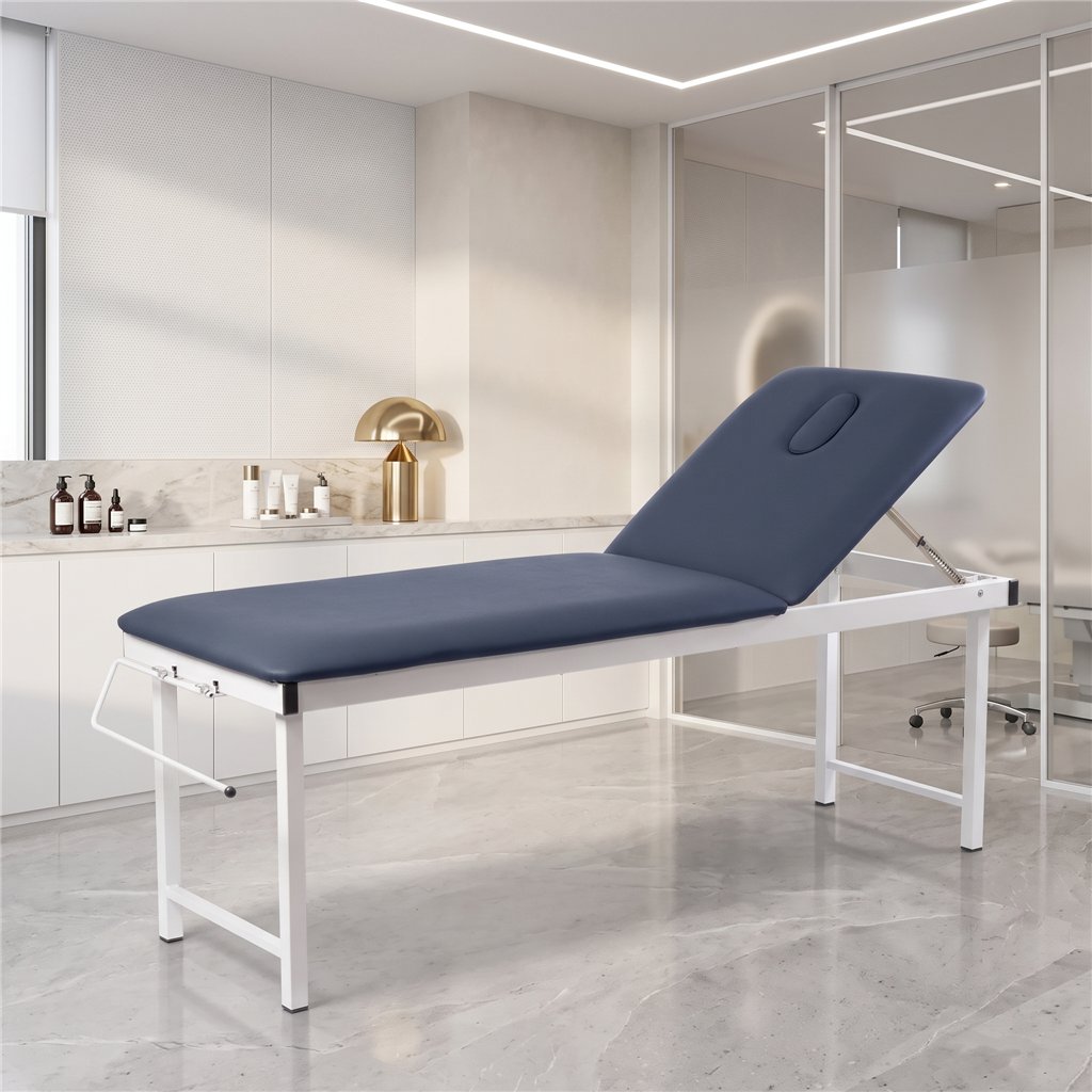 Table fixe de physiothérapie et massage FIX bleu (base blanche)