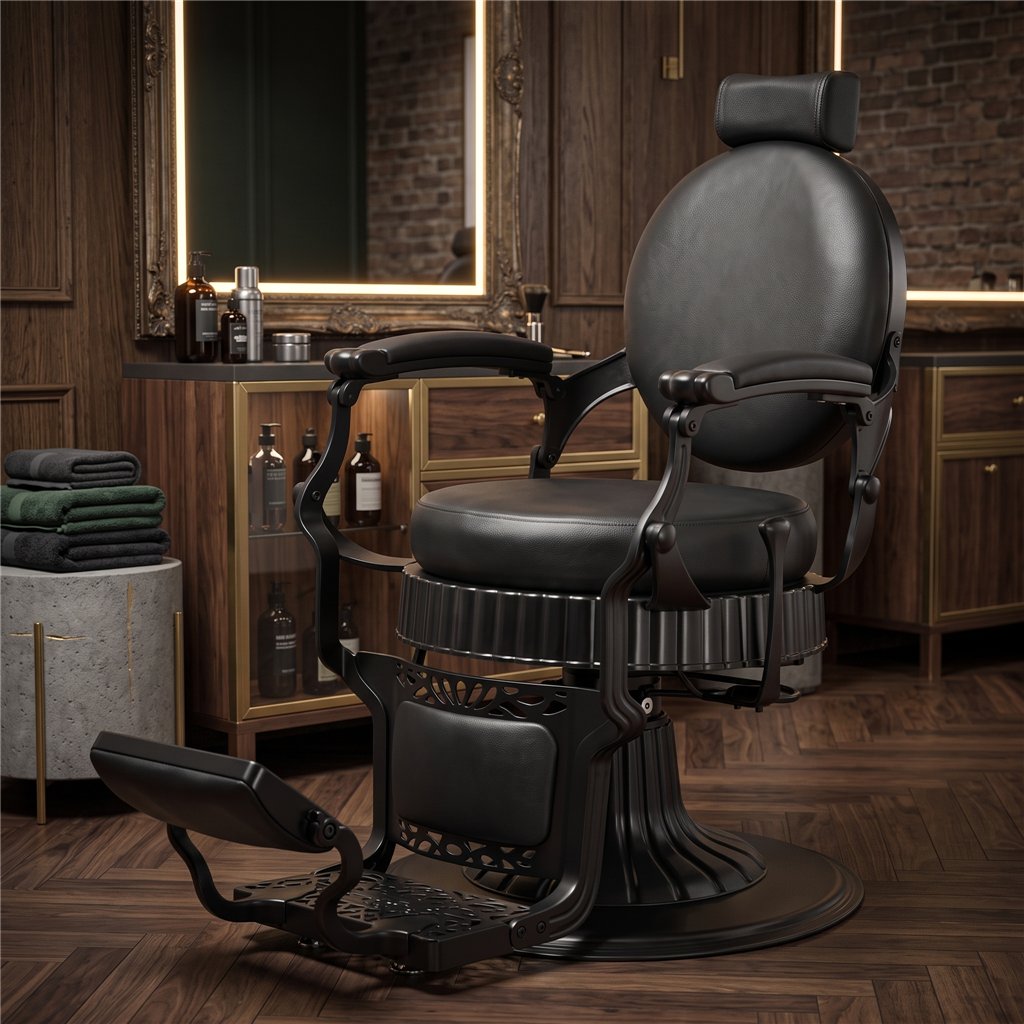 Blaze Barberstuhl – Mattschwarzes Retro-Design | Mudi