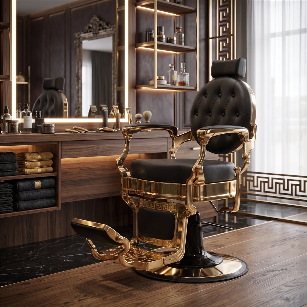 Poltrona da barbiere Buzz Gold Black Weelko – Eleganza