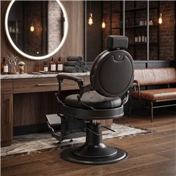 Mack Black Barber Chair with Die-Cast Aluminium Frame and Reclining Backrest — i-Medstetic