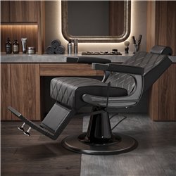 Taito Barber Chair with Black PU Diamond-Stitched Upholstery and Reclining Backrest - Mudi