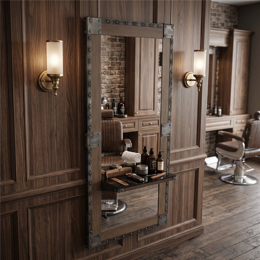 Barber Vanity with Mirror and Central Shelf - i-Medstetic