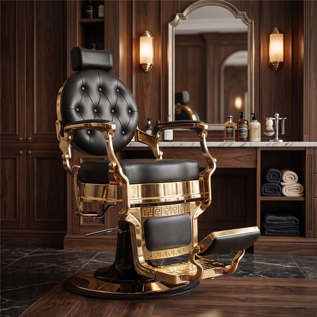I-medStetic Premium Vintage Gold Barberstuhl – Komfort & Stil