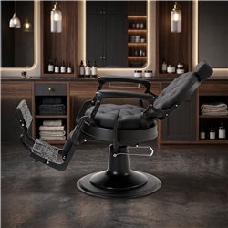 Mack Black Barber Chair with Die-Cast Aluminium Frame and Reclining Backrest — i-Medstetic