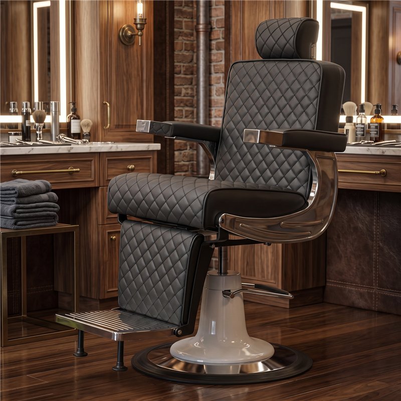 Sillón de barbero Jack Retro NeoBeauty en un puesto de barbería