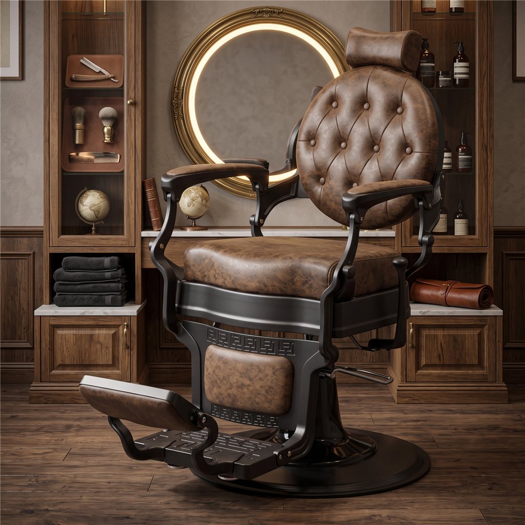 Buzz Black Barberstuhl – Vintage Charme & Weelko-Qualität