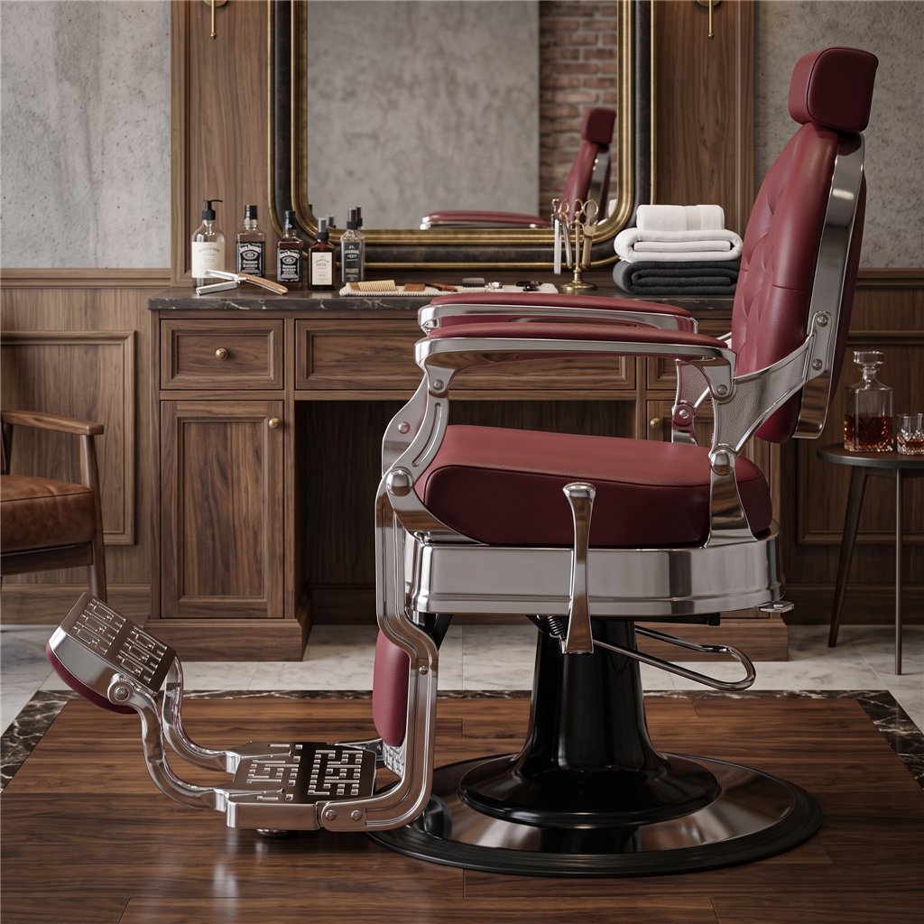 Cadeira de Barbeiro Buzz Silver Burdeus Weelko Vintage