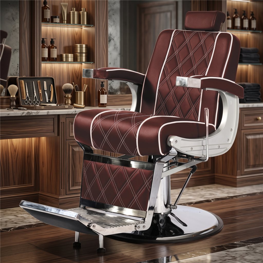 Sillón de Barbero Vigor Granate | Estilo Vintage I-medStetic