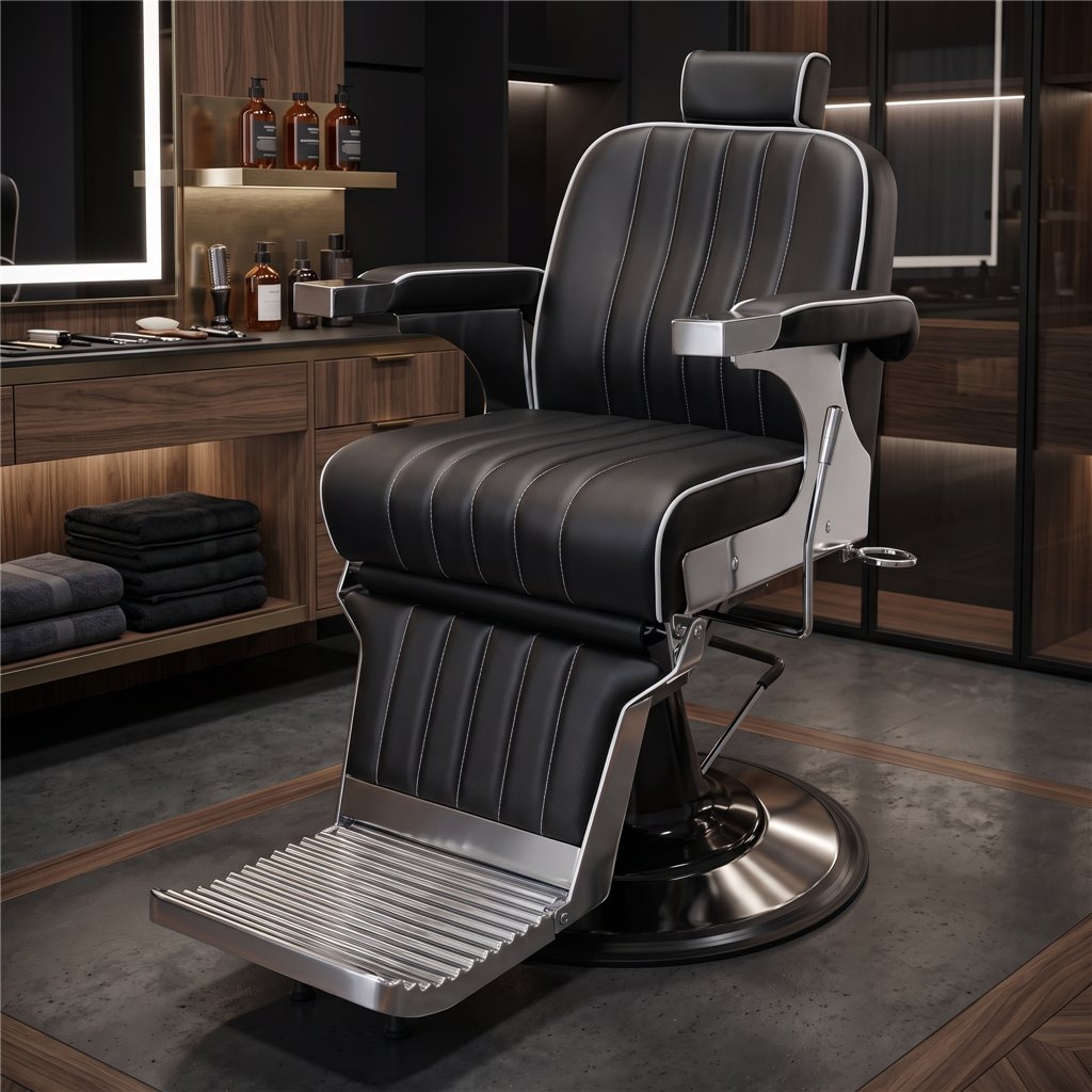 Sillón barbero Corinto negro plata