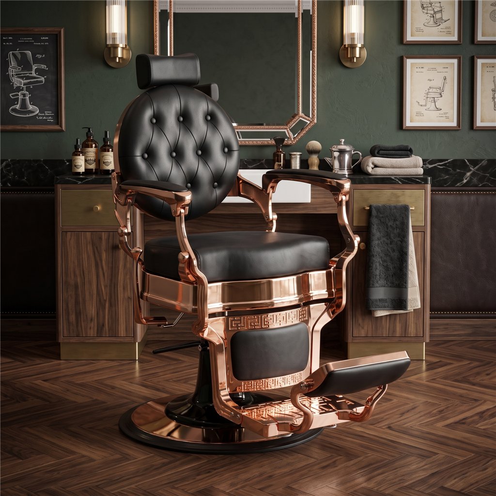 Buzz Rose Black Barber Chair by Weelko - Vintage, Classic, Modern, Urban