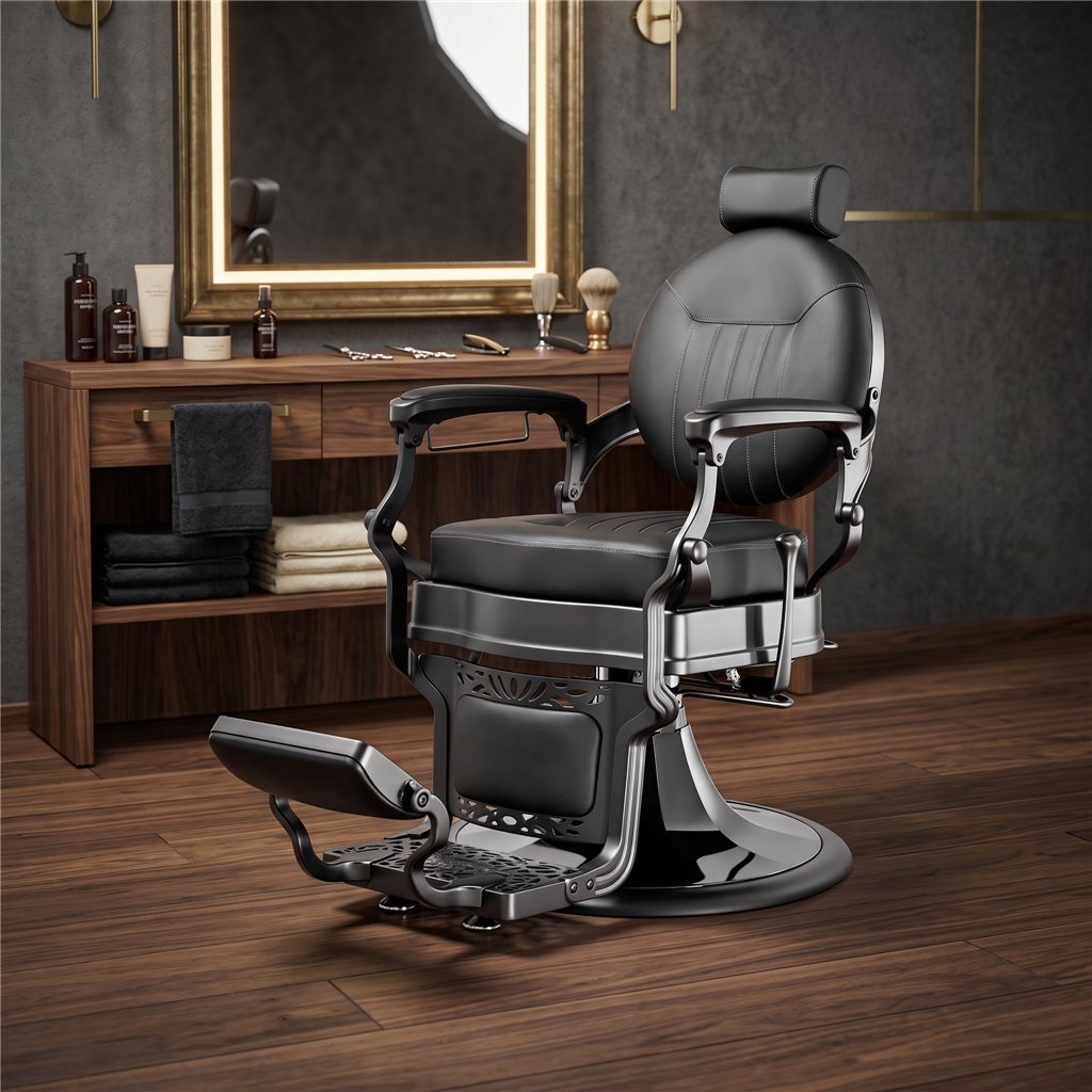 Cadeira de Barbeiro Caesar + Black: Elegância Vintage Weelko