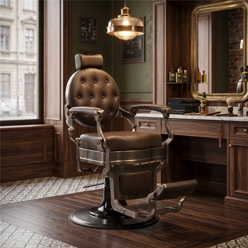 Cadeira de Barbeiro Vintage Buzz – Bronze Brown – Weelko
