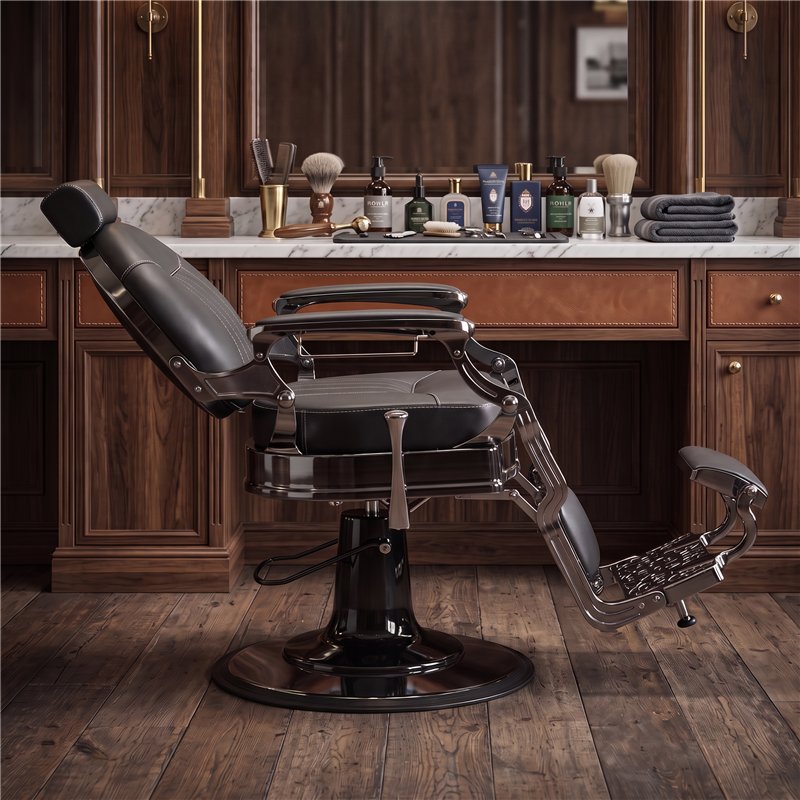 Sillón Mige reclinado en un espacio de barbería