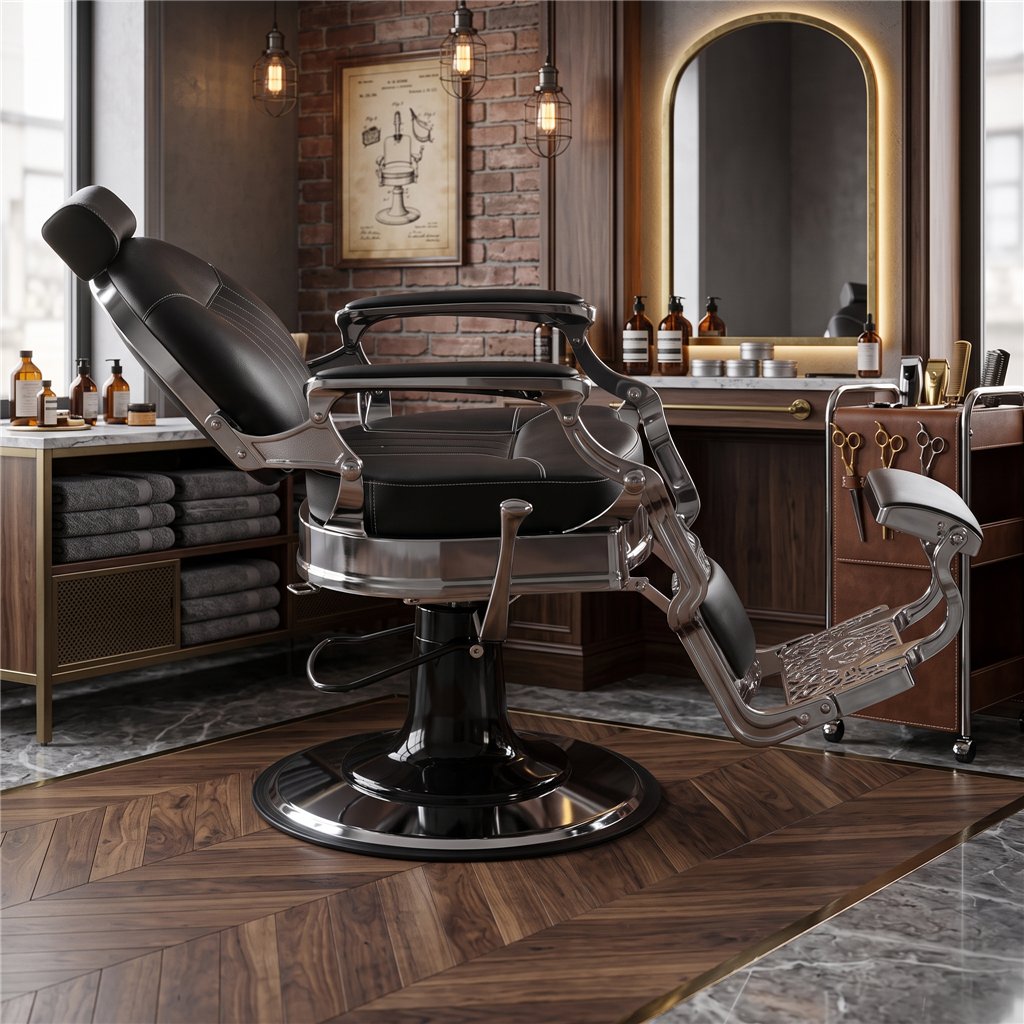 Barberstuhl Caesar +Black – Eleganz & Komfort von Weelko
