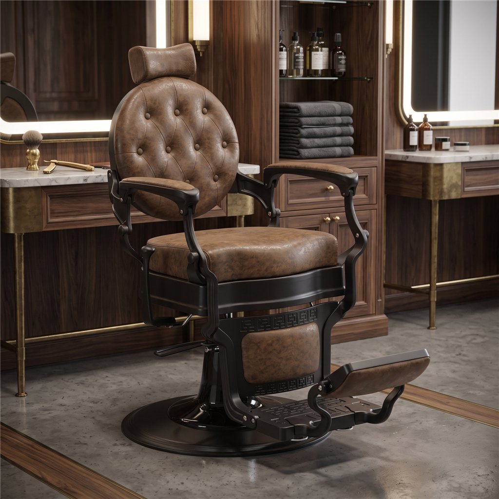 Buzz Black Barberstuhl – Vintage Charme & Weelko-Qualität