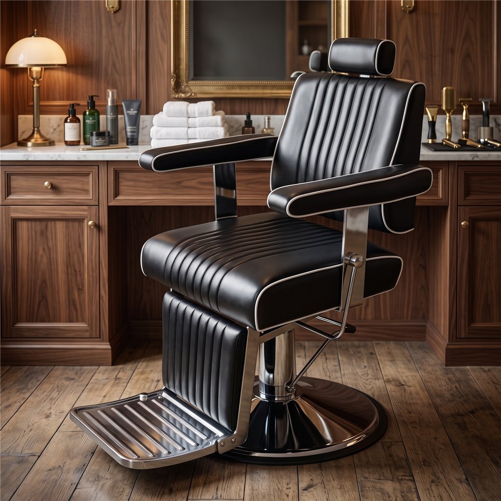 Cut Black Heritage Retro Barber Chair by Fersan