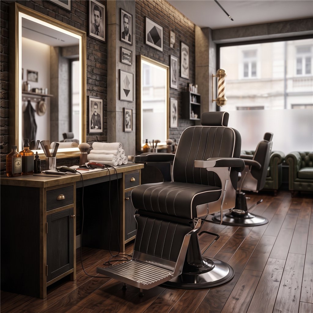Sillón barbero Corinto negro plata