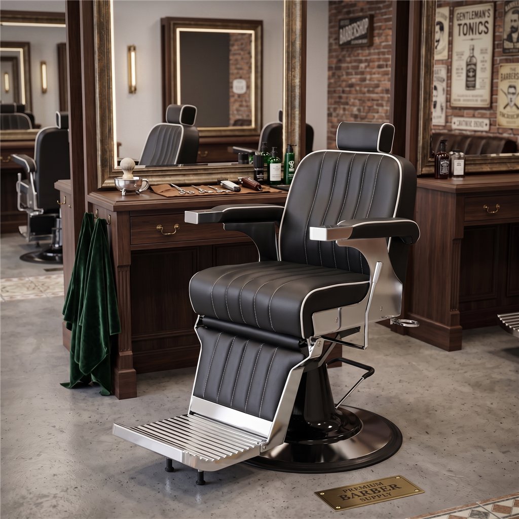 Sillón barbero Corinto negro plata