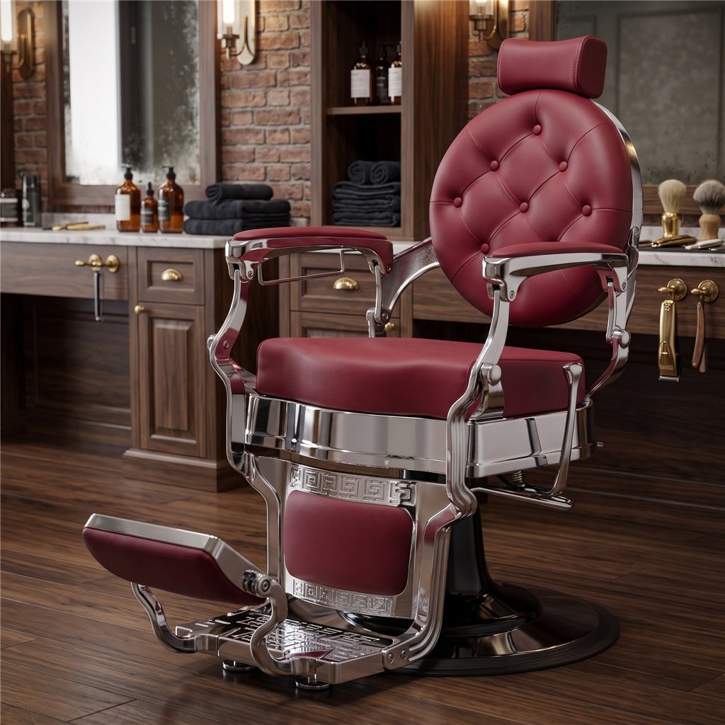 Cadeira de Barbeiro Buzz Silver Burdeus Weelko Vintage