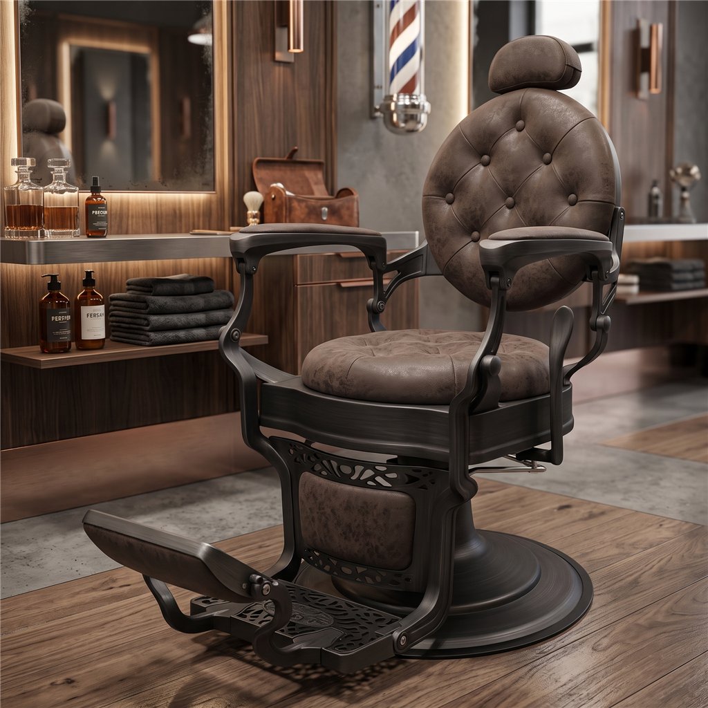 Perfido Gray Barber Chair - Vintage & Modern - Fersan