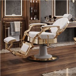 Buzz White Gold Weelko Barber Chair - Vintage, Retro, Classic & Modern