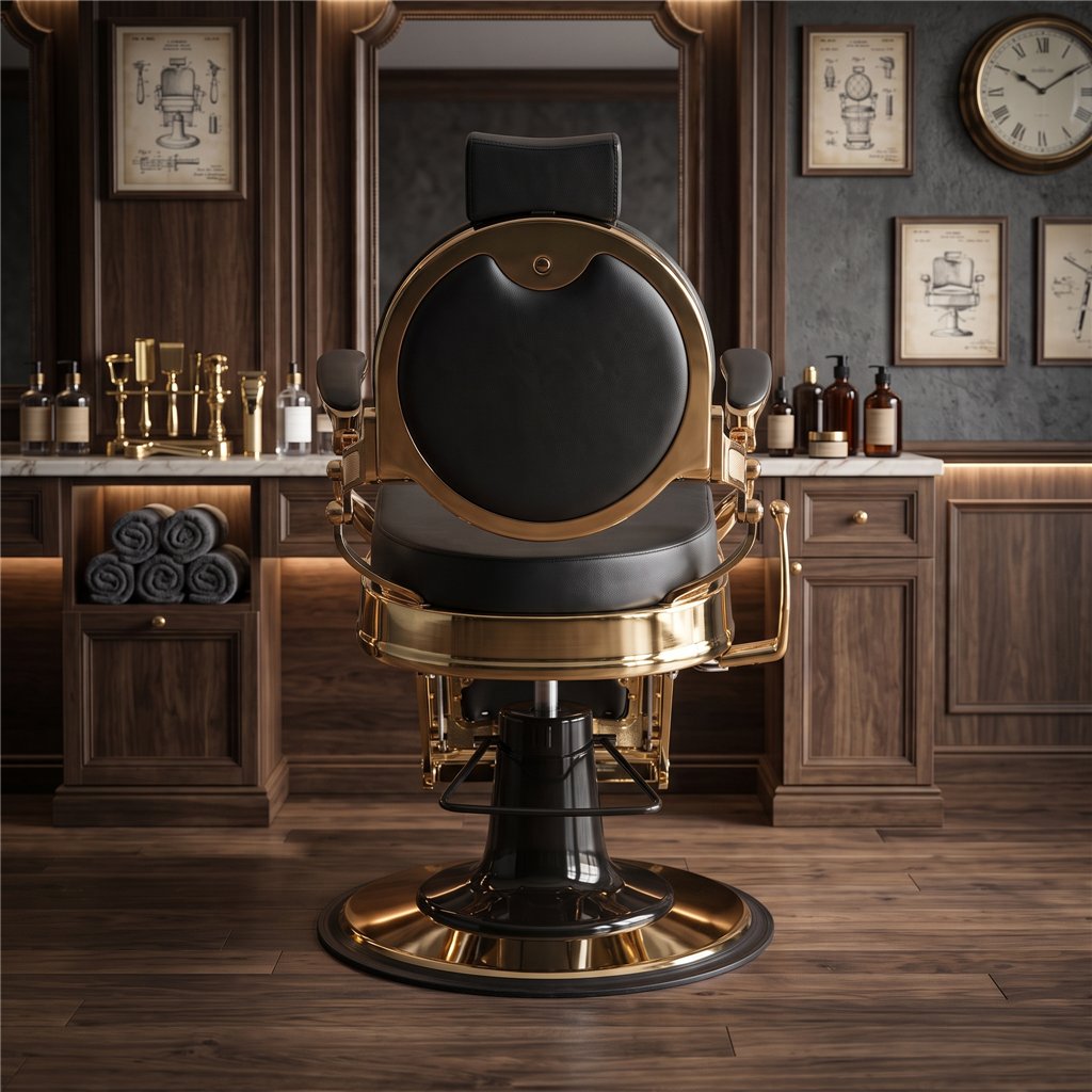 Sillón de Barbero Buzz Gold Black – Elegancia retro – Weelko