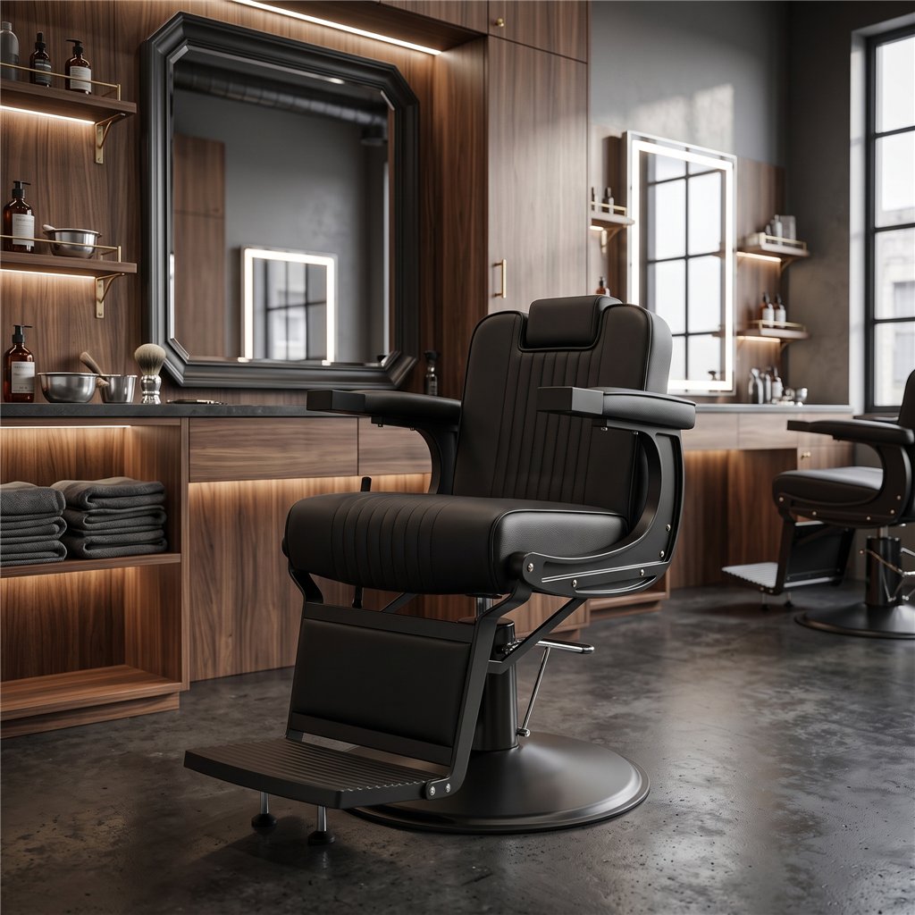 Cadeira de Barbeiro Mamba Black Fersan - Estilo Clássico