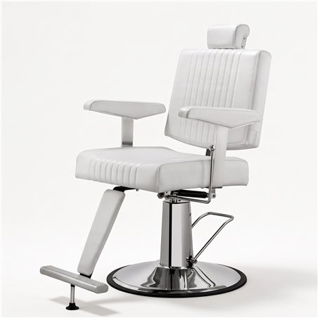 Sillón de barbero Mudi SEREN blanco con bomba hidráulica