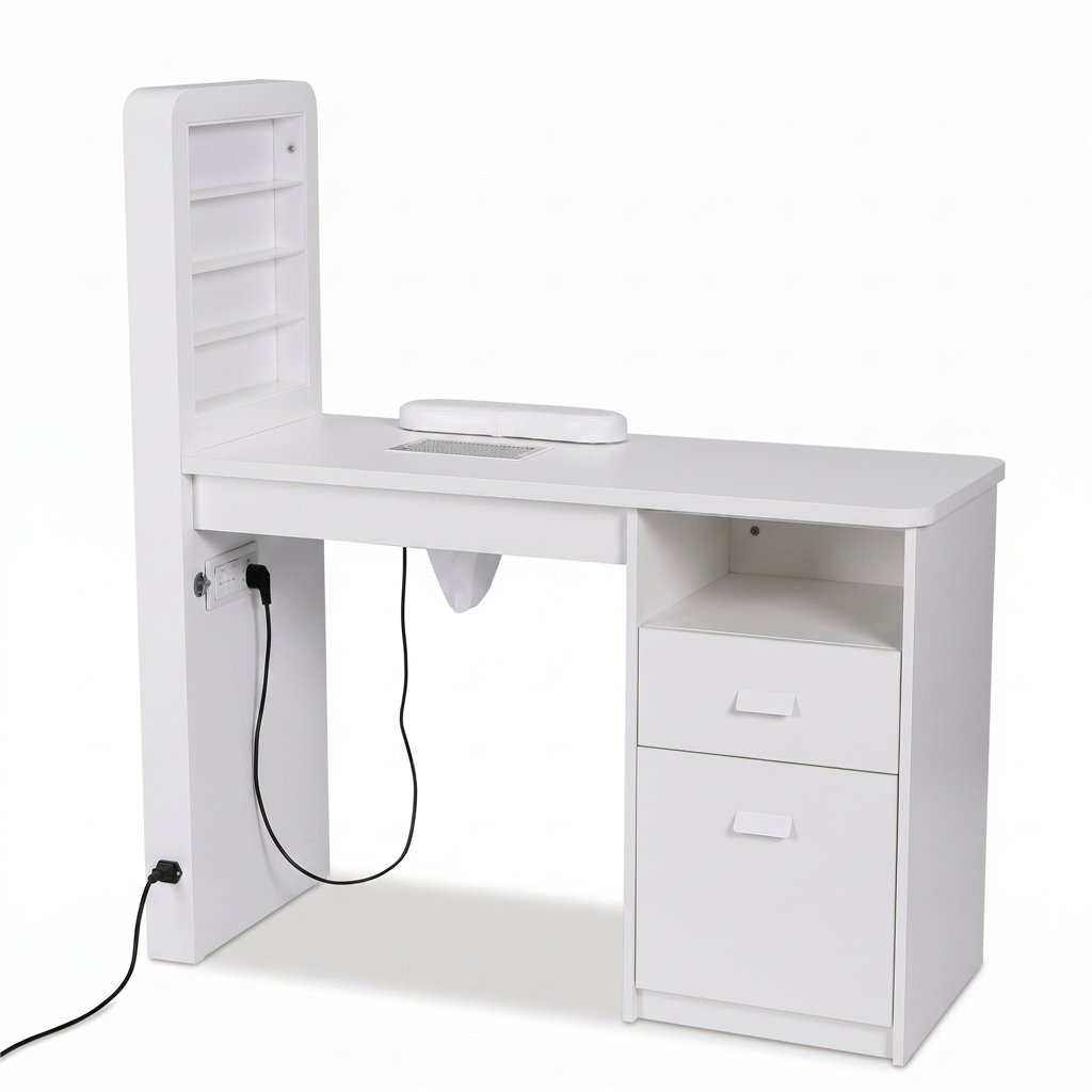 Mesa de manicure Mirplay MARION com expositor LED e aspirador de unhas