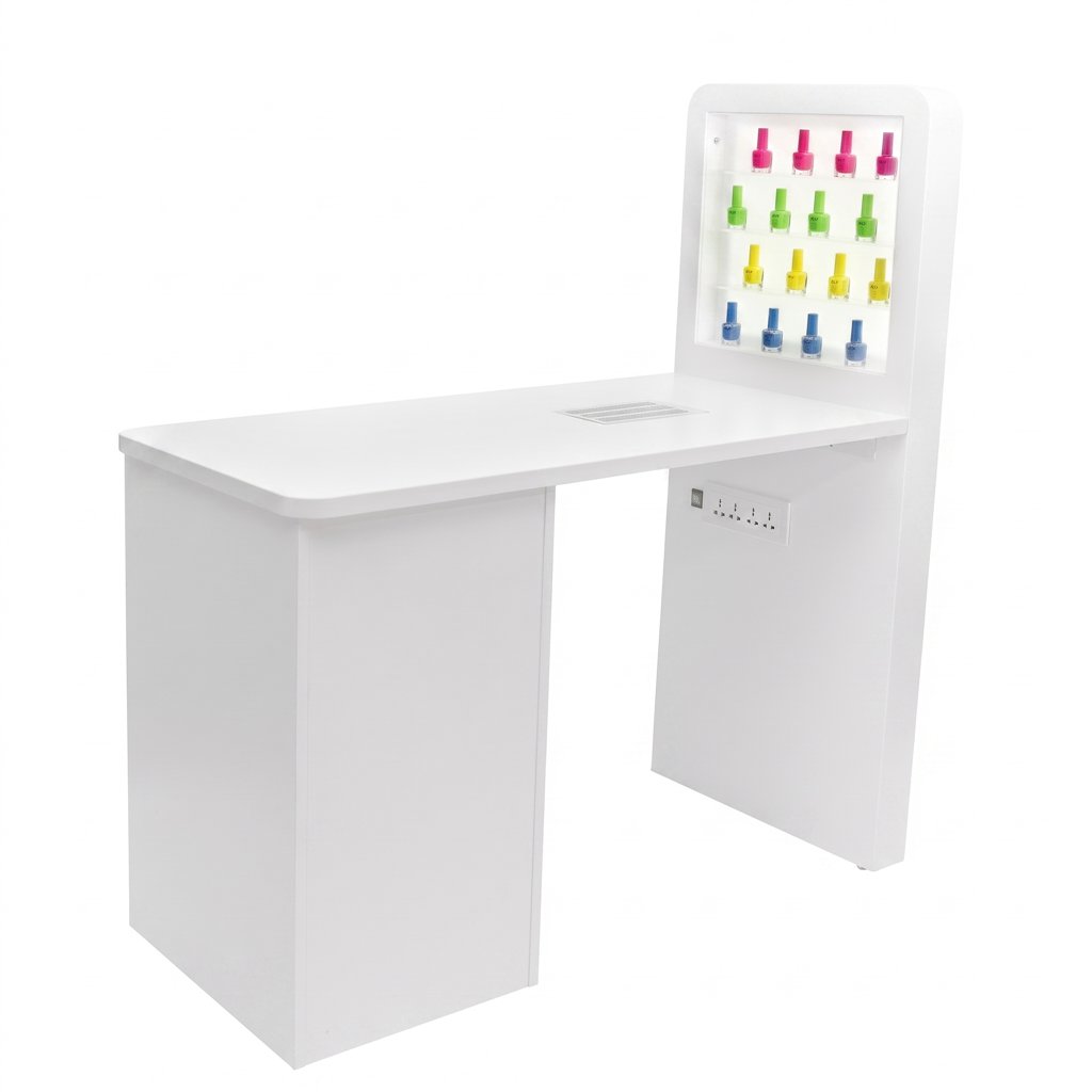 Mesa de manicura Mirplay MARION con expositor LED y aspirador de uñas