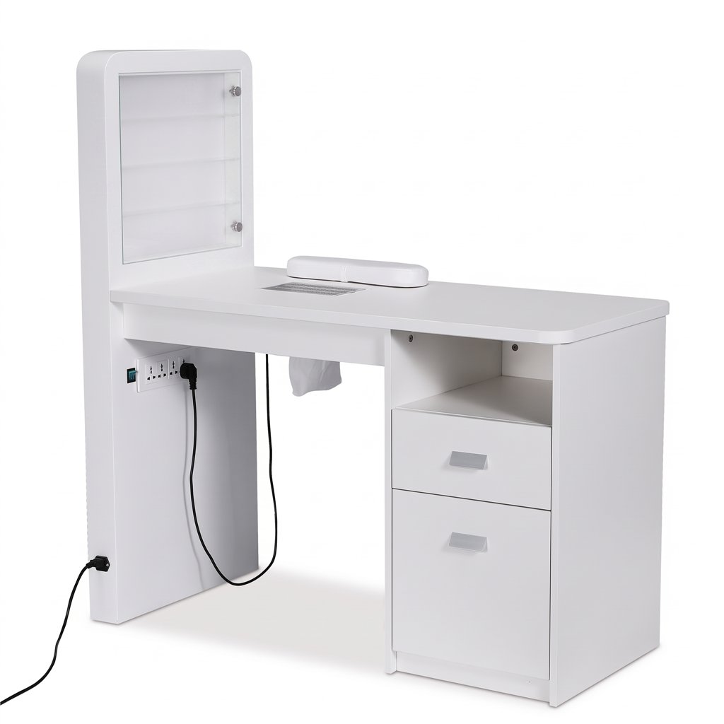 Mesa de manicura Mirplay MARION con expositor LED y aspirador de uñas