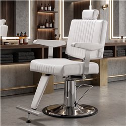Sillón de barbero Mudi SEREN blanco con bomba hidráulica