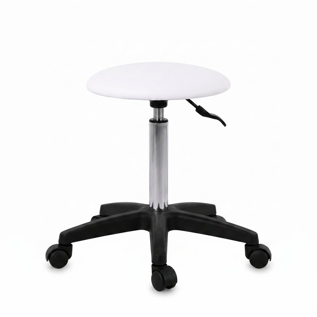 Taburete Weelko Pedi blanco con altura regulable