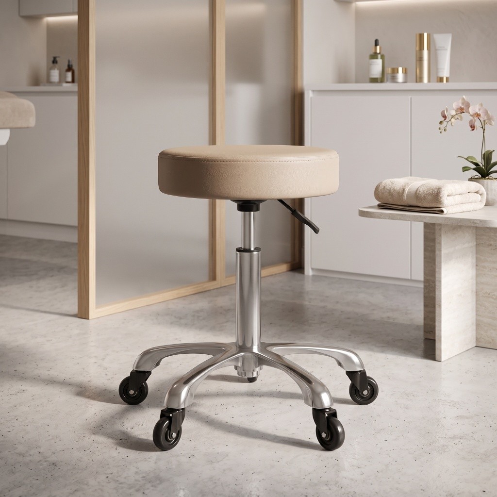 Ergonomischer Hocker Weelko Silent Fast beige mit leisen Rollen